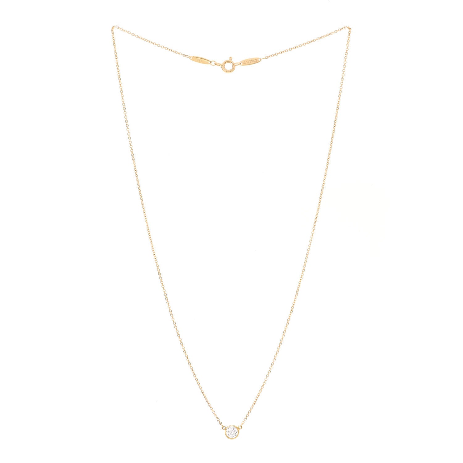 Tiffany 18K Yellow Gold Diamond .36ct Elsa Peretti Diamonds by the Yard Pendant Necklace 3 of 8