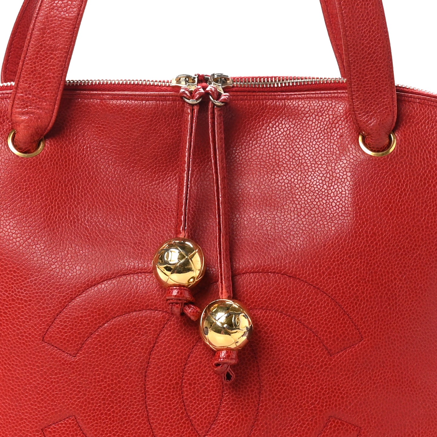 Caviar Large CC Shoulder Bag Red
