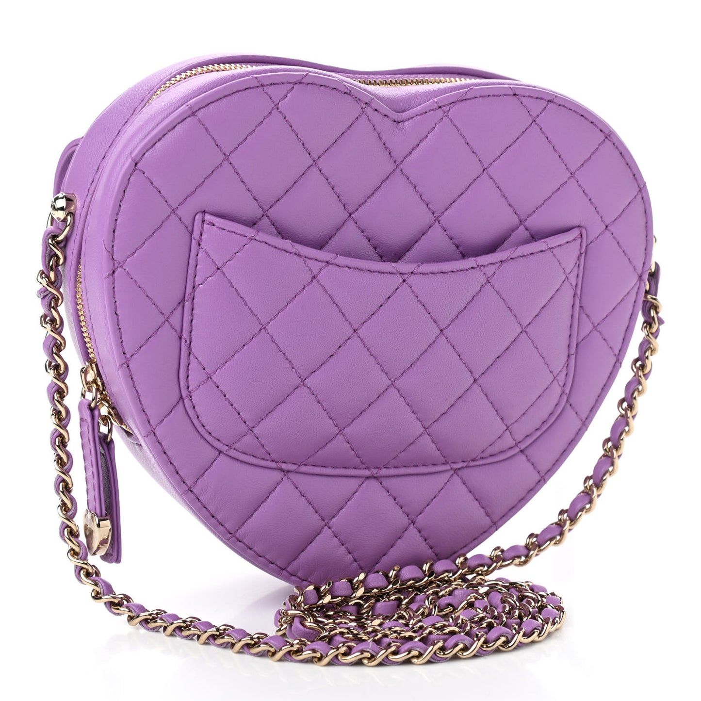 Lambskin Quilted CC In Love Heart Bag Purple
