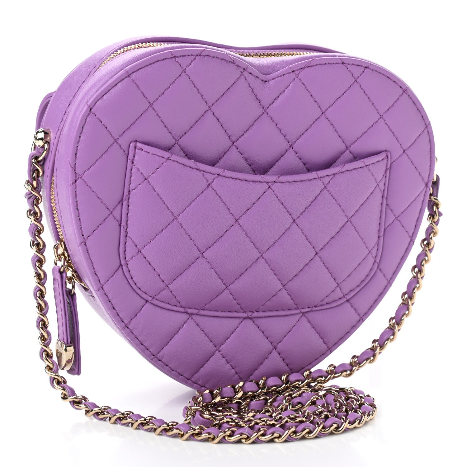 Chanel Lambskin Quilted CC In Love Heart Bag Purple 3 of 11