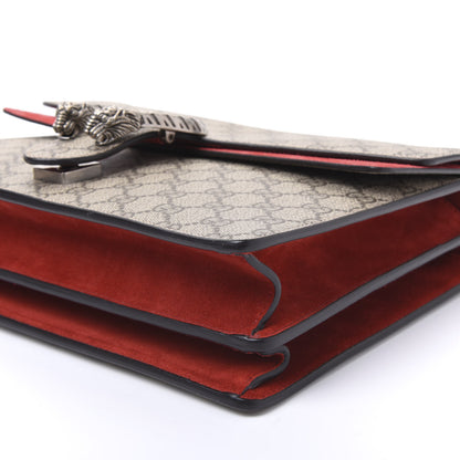 Gucci GG Supreme Monogram Suede Cudu Medium Dionysus Shoulder Bag Beige Ebony Vulcanic Red 6 of 8