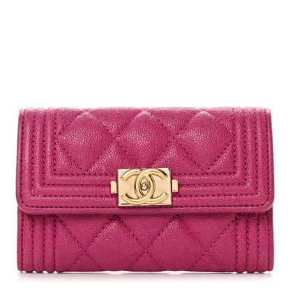 Chanel Caviar Quilted Boy Card Holder Wallet Fuchsia 1 of 10