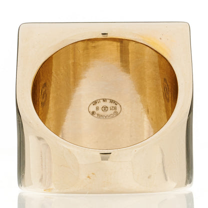 Chanel Metal Enamel CC Square Ring 6.75 54 Black Gold 4 of 5