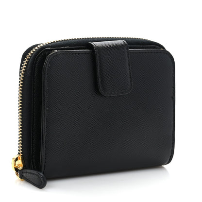 Prada Saffiano Compact Zip Around Wallet Black 3 of 8