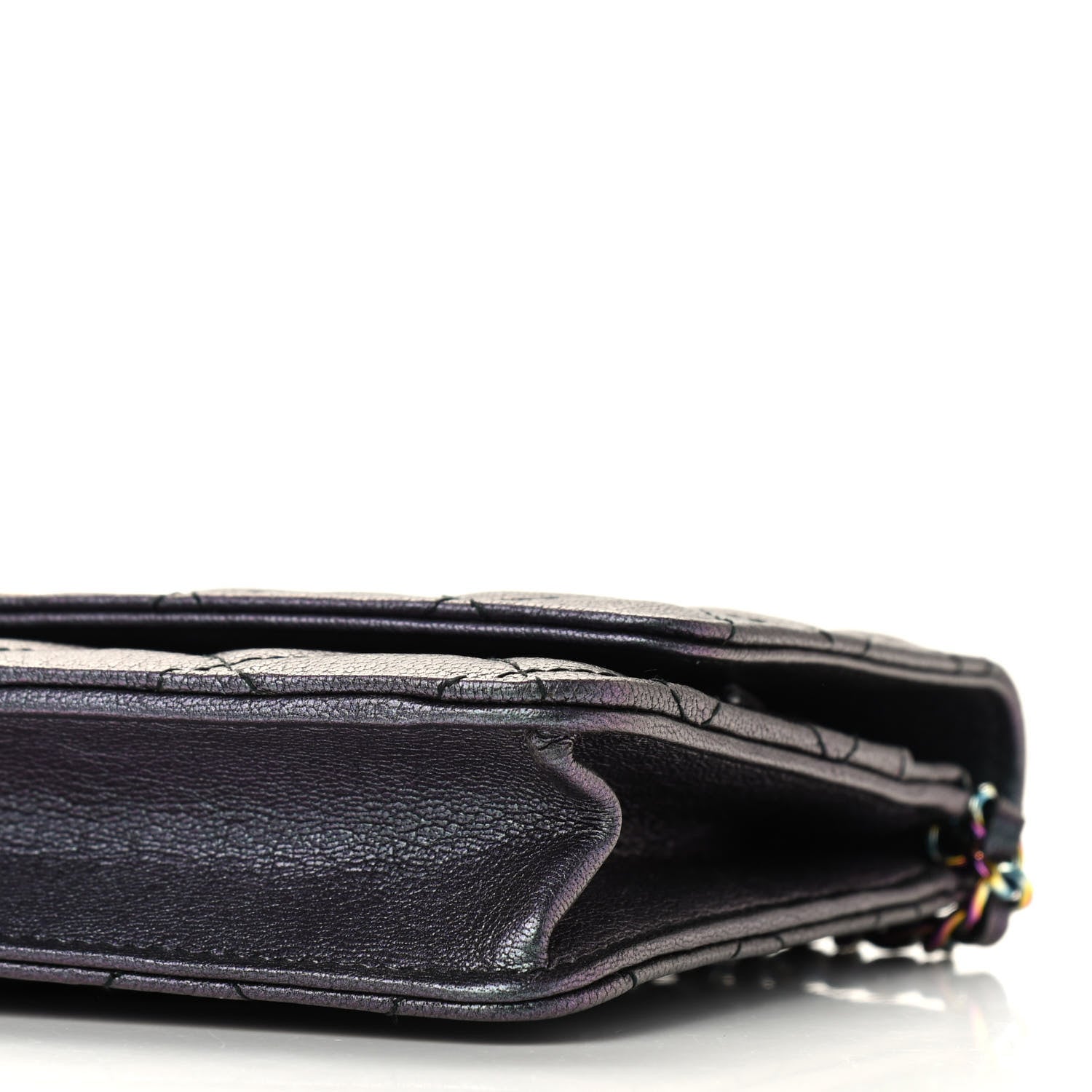 Chanel Iridescent Goatskin Quilted Wallet On Chain WOC Purp 9 of 9