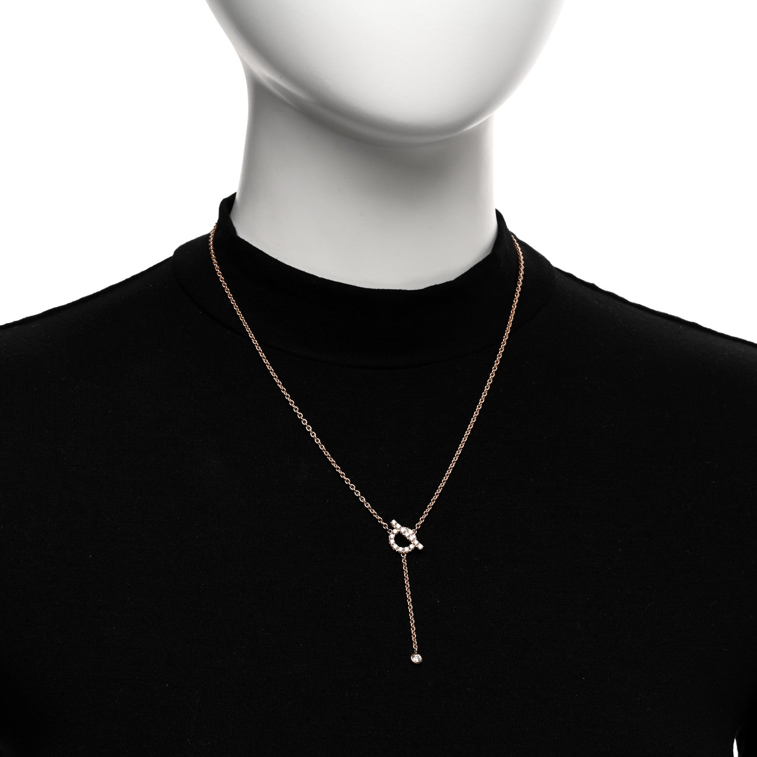 Hermes 18K Rose Gold Diamond Finesse Lariat Necklace 2 of 4