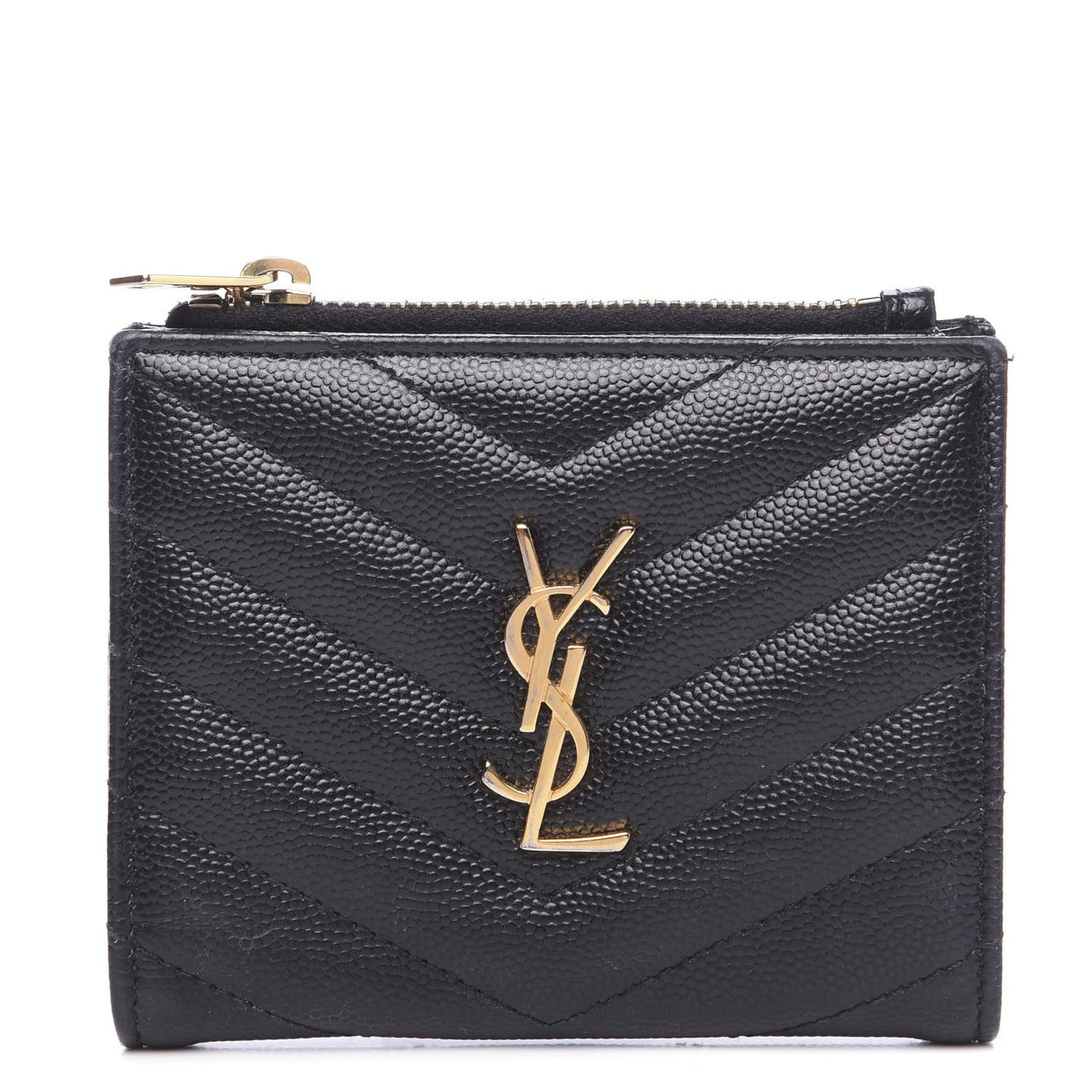 Grain De Poudre Matelasse Chevron Monogram Zipped Card Case Black