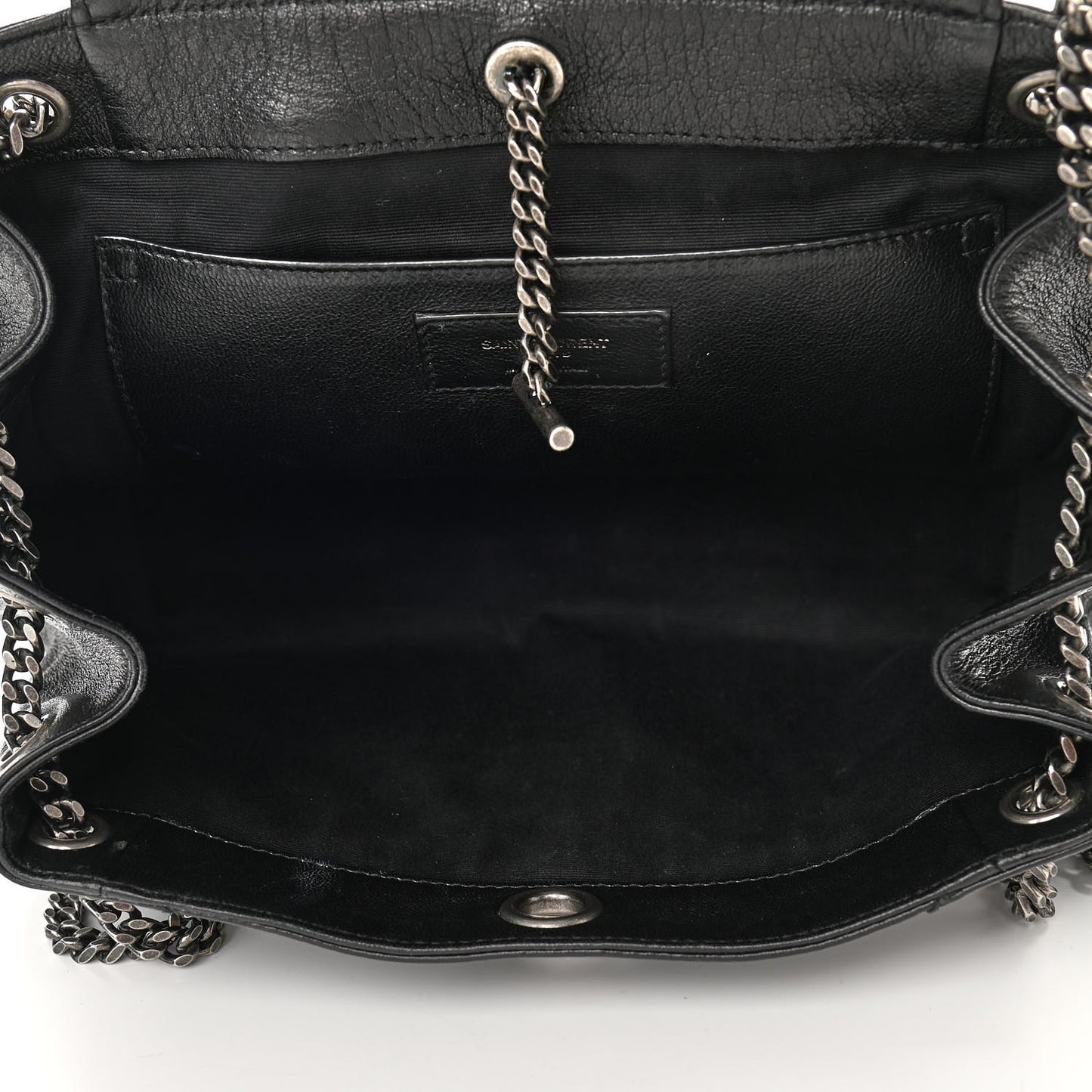 Pebbled Lambskin Chevron Monogram Small Nolita Black