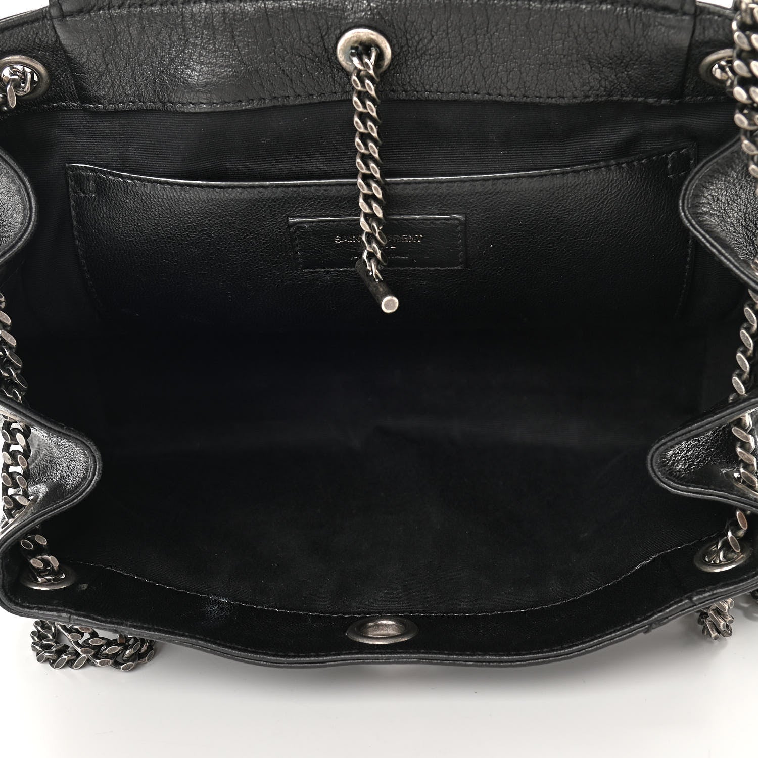 Saint Laurent Pebbled Lambskin Chevron Monogram Small Nolita Black 5 of 12