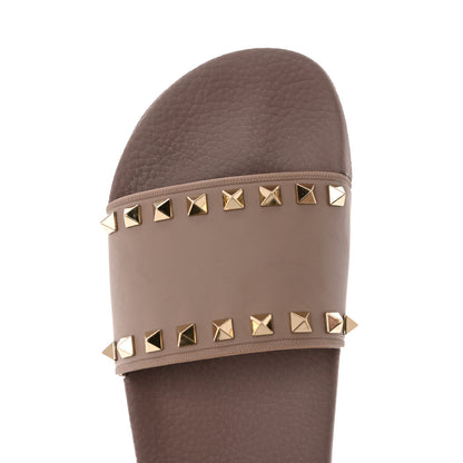 Valentino Garavani Rubber Rockstud Slide Sandals 38 Poudre 8 of 13