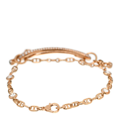 Hermes 18K Rose Gold Diamond Pave MM Chaine D'Ancre Punk Bracelet ST 3 of 5