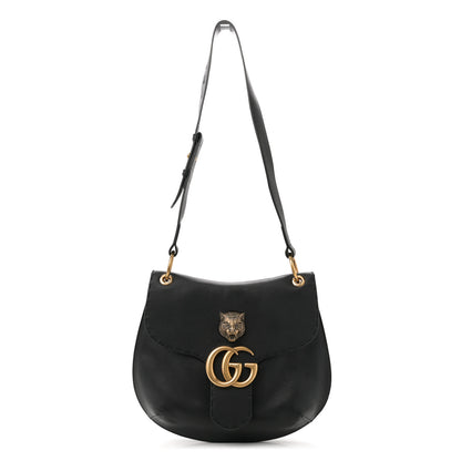 Gucci Cellarius Calfskin Feline GG Marmont Flap Shoulder Bag Black 1 of 10