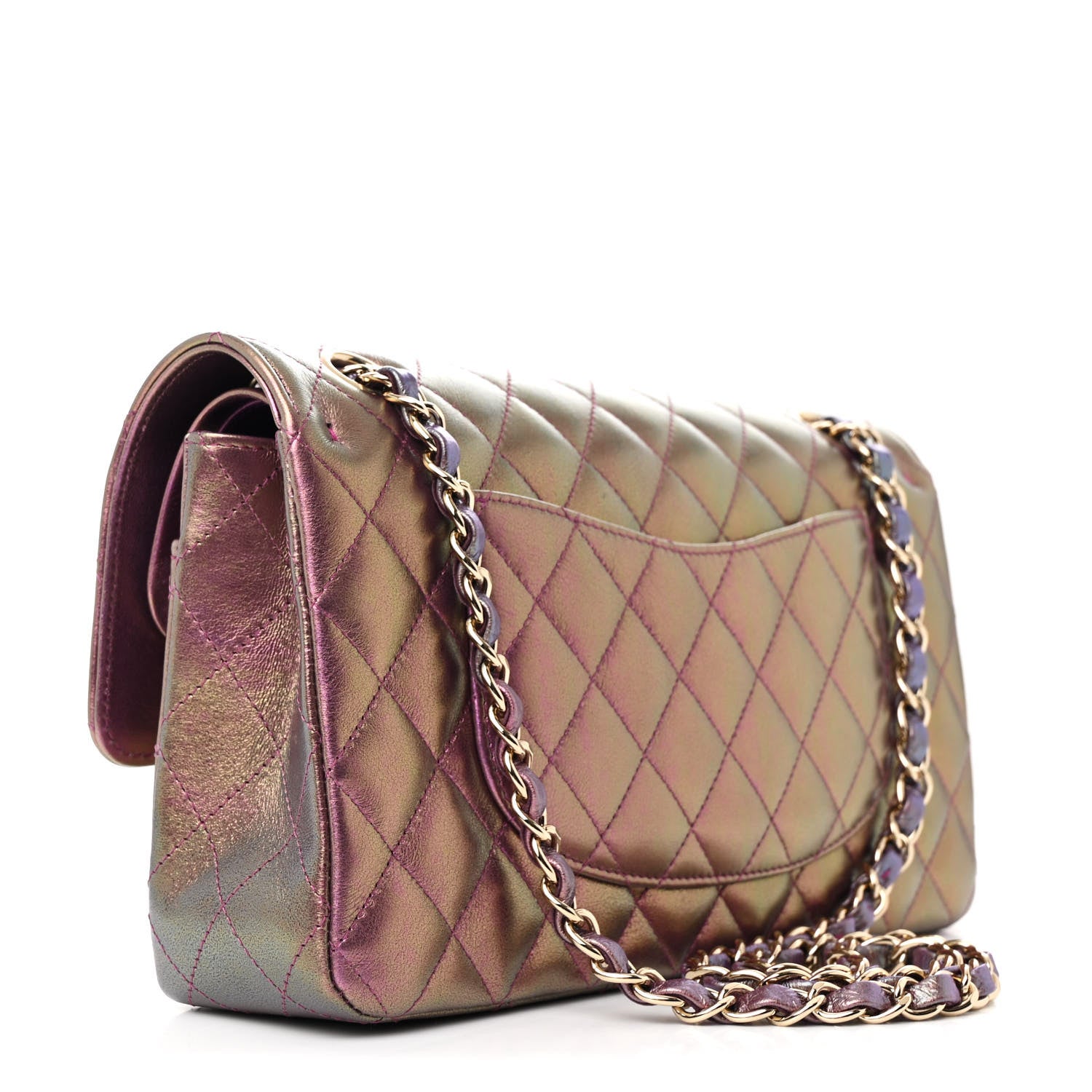 Chanel Iridescent Lambskin Quilted Medium Double Flap Purple 3 of 11