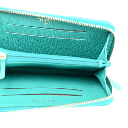 Chanel Caviar Quilted Medium Zip Around Wallet Turquoise 5 of 8