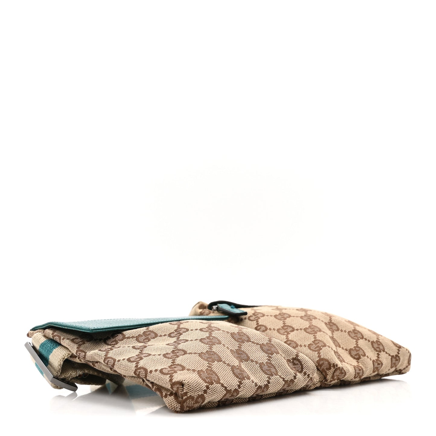 GG Monogram Web Double Pocket Belt Bag Turquoise