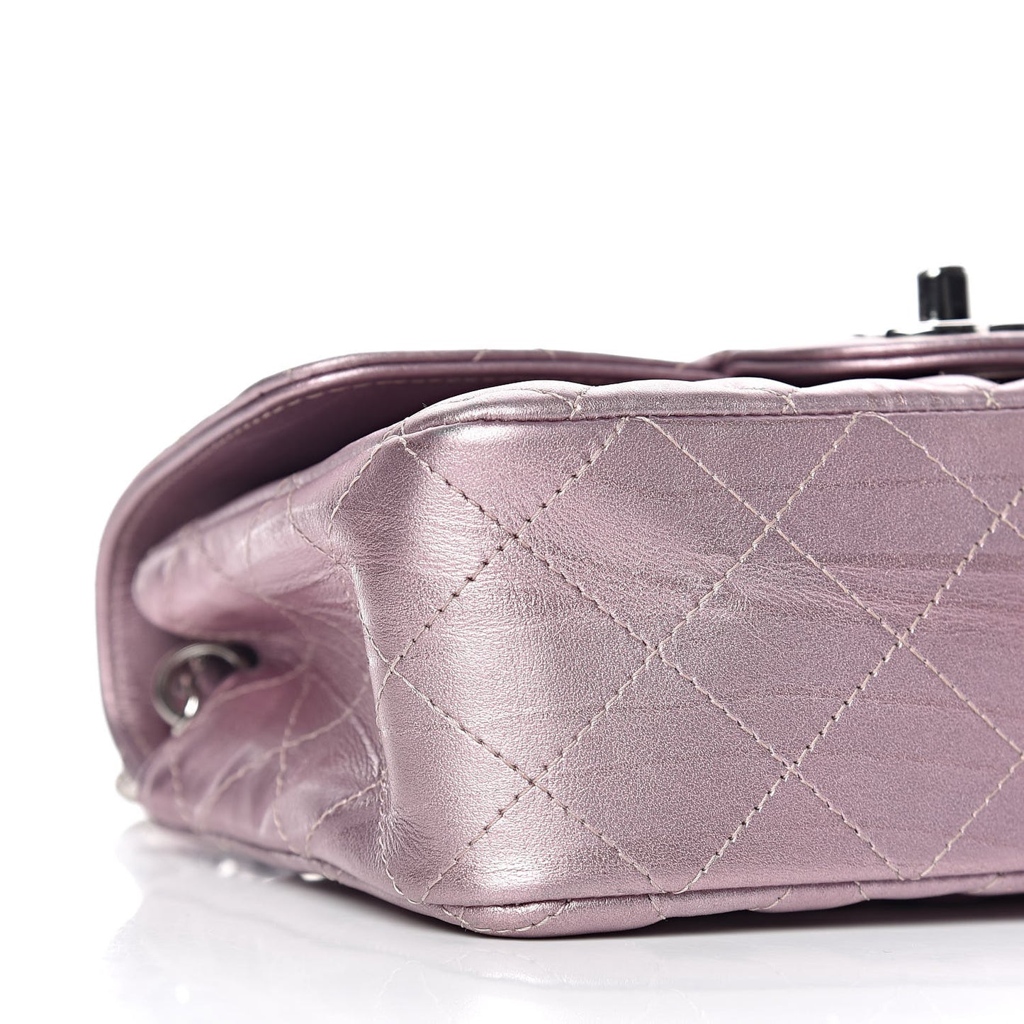 Metallic Calfskin Quilted Mini Rectangular Flap Pink