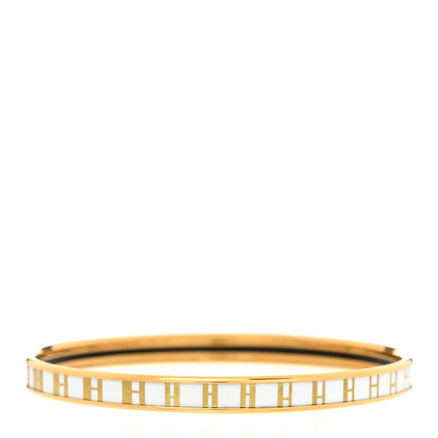 Printed Enamel Extra Narrow OP'H Bracelet 65 Jaune D'Or White