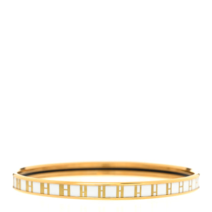 Hermes Printed Enamel Extra Narrow OP'H Bracelet 65 Jaune D'Or White 3 of 6
