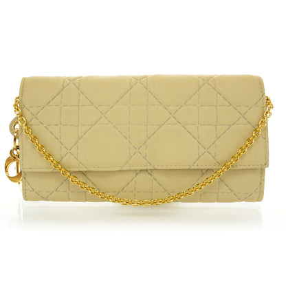 Christian Dior Lambskin Cannage Rendezvous Chain Wallet Beige 1 of 7