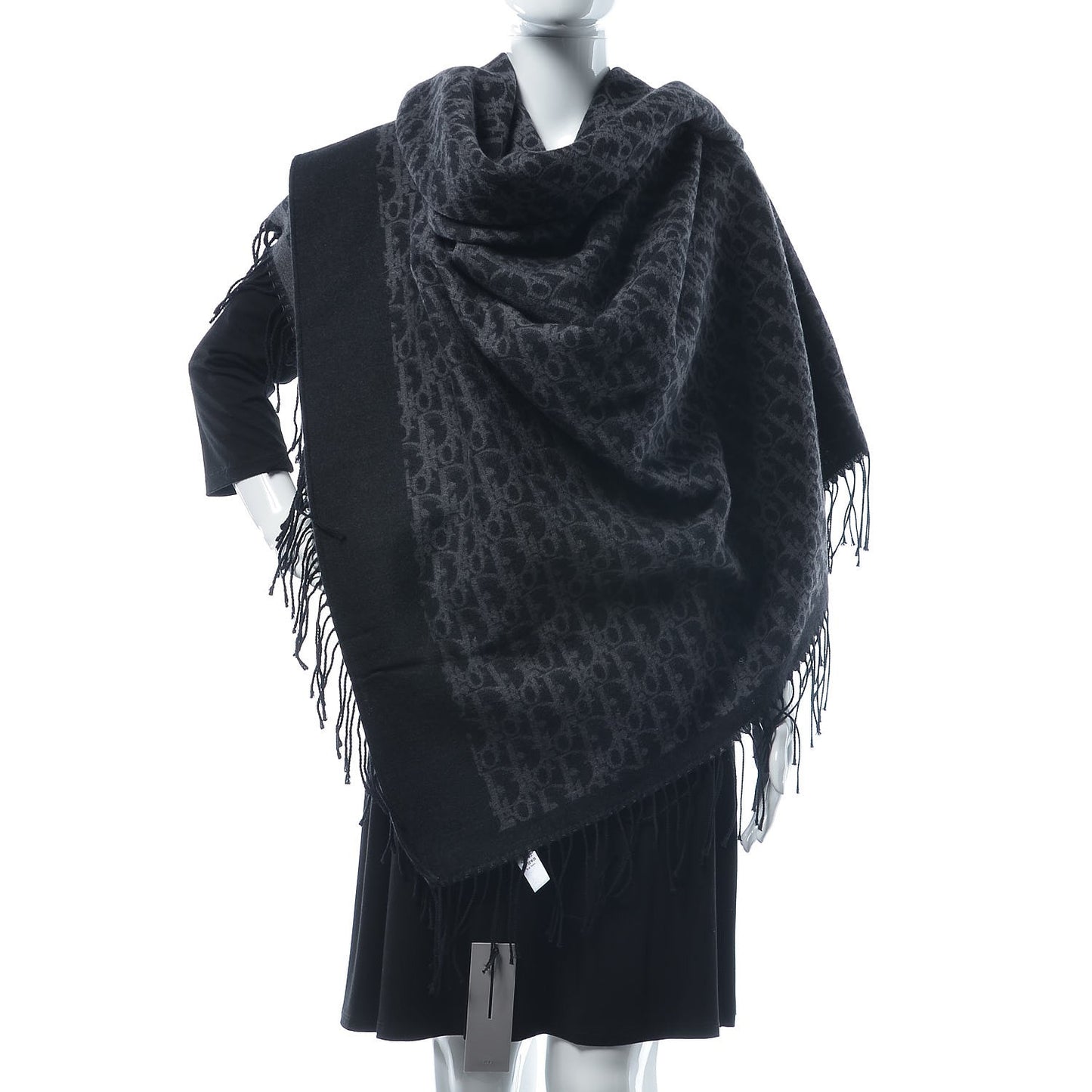 Wool Monogram Throw Black