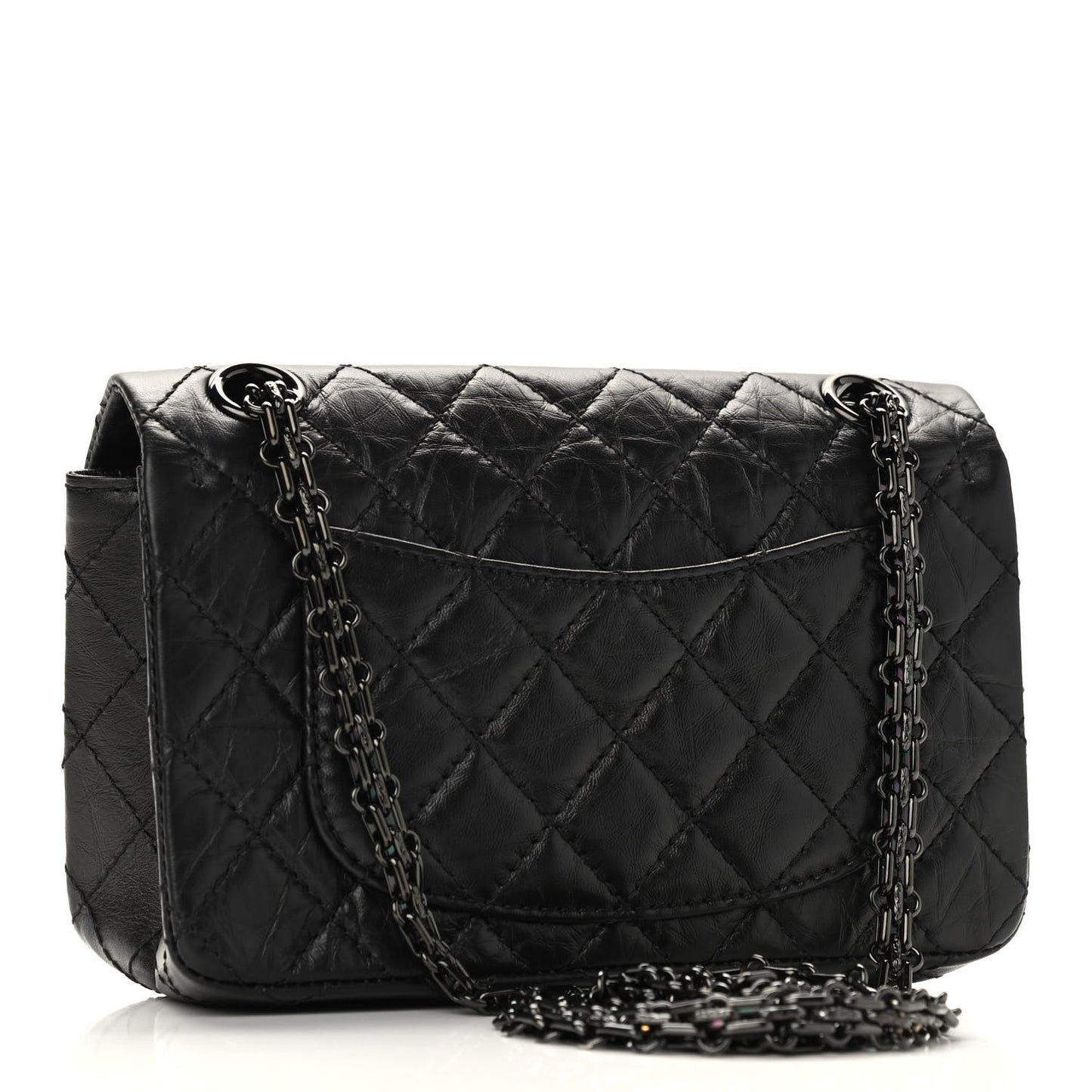Aged Calfskin Quilted 2.55 Reissue Mini Flap So Black