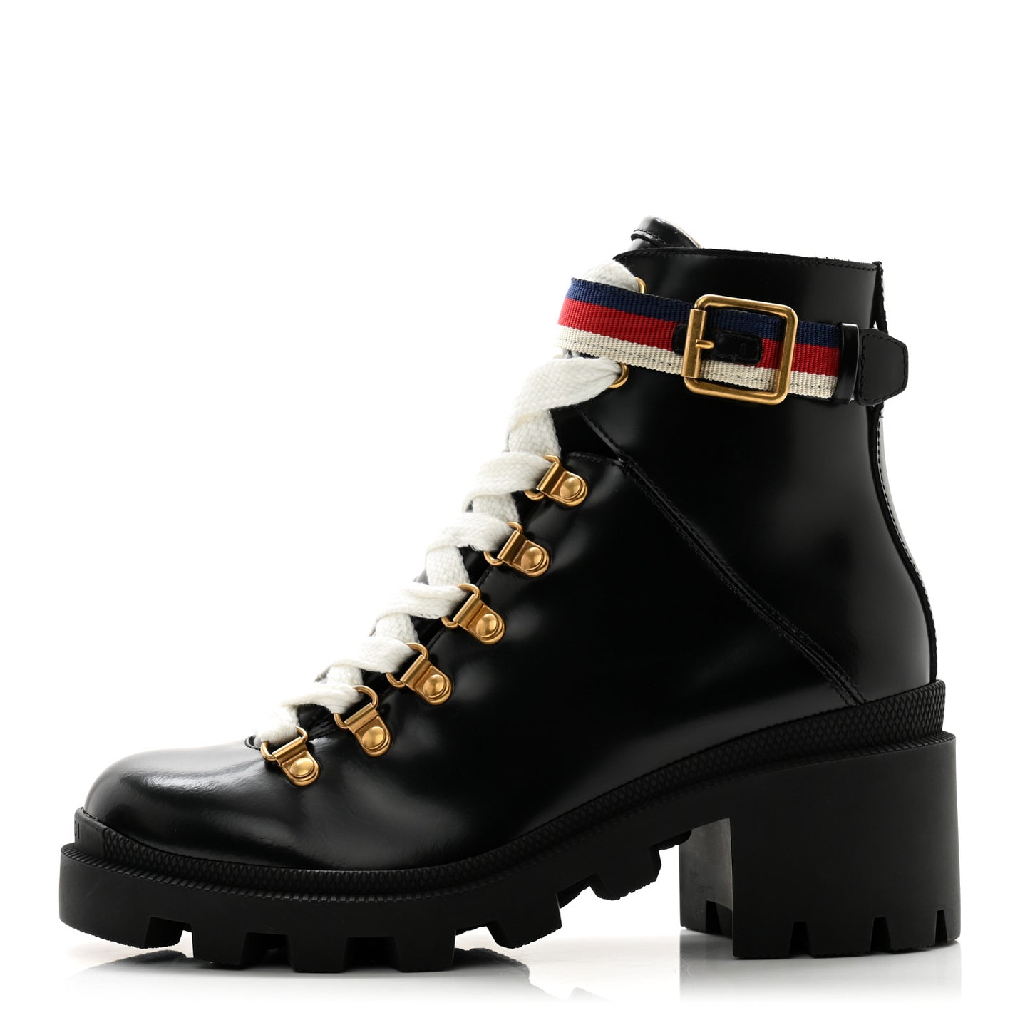 Calfskin Sylvie Web Womens Lace Up Combat Boots 36 Black