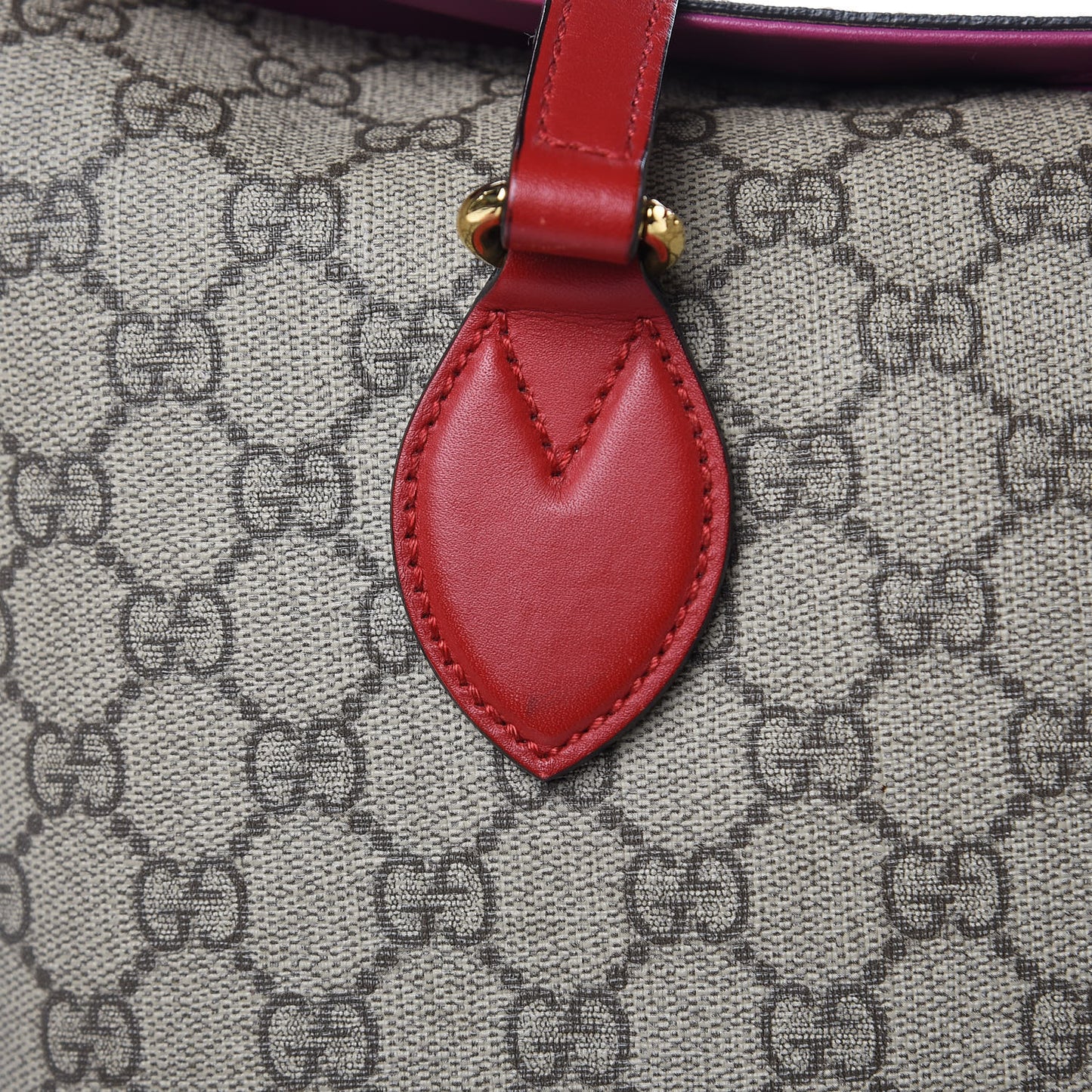 GG Supreme Monogram Linea A Foldover Tote Beige Hibiscus Red New Rosette