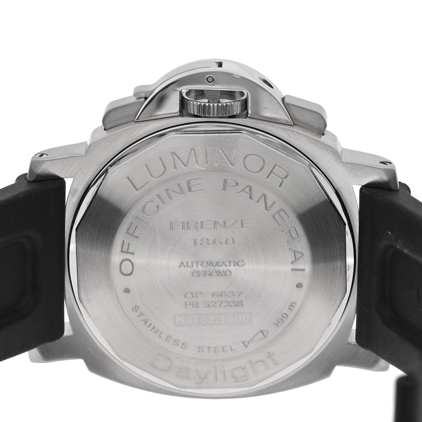 Stainless Steel Rubber 44mm Luminor Daylight Chronograph Automatic Watch Black PAM00250