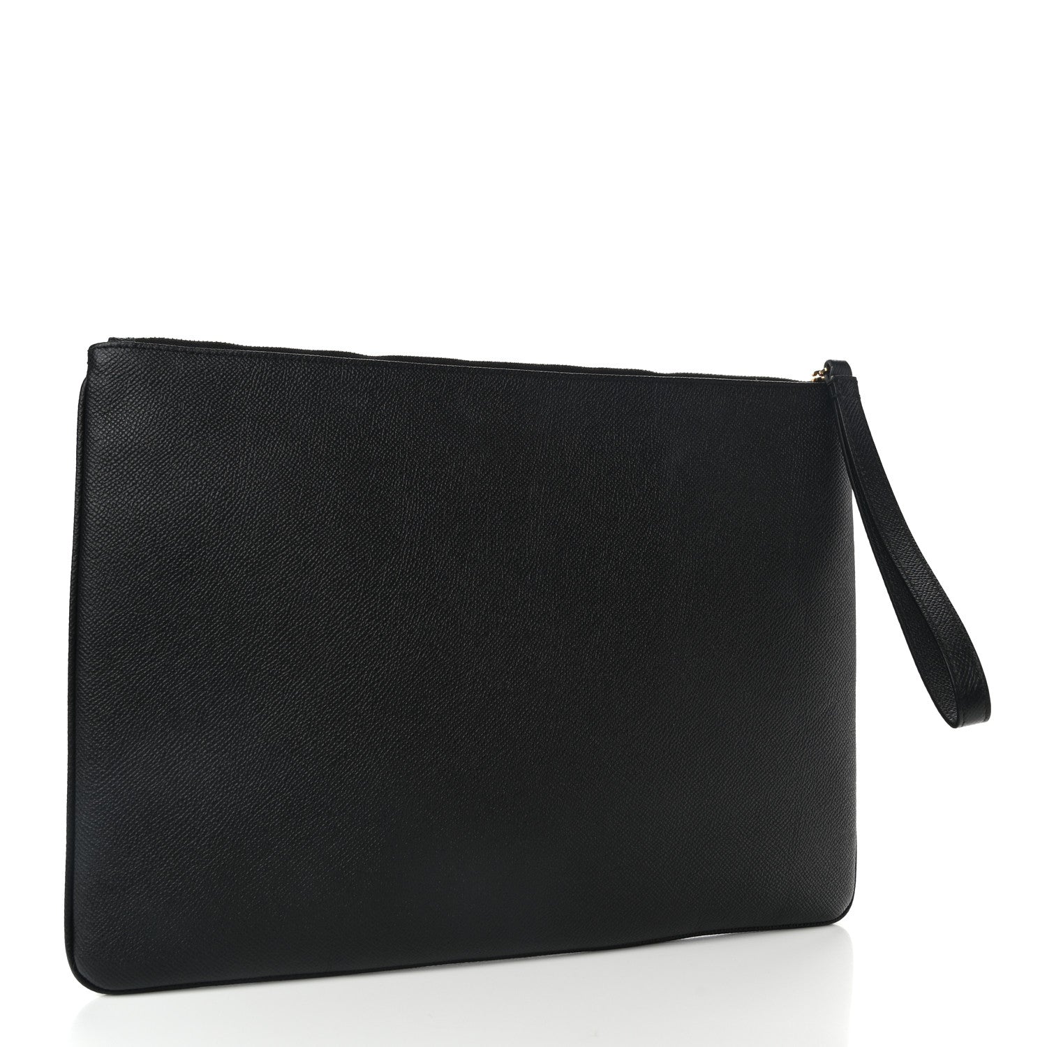 Balenciaga Textured Calfskin Logo Large Cash Pouch With Handle Black White 3 of 6