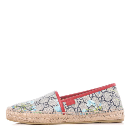 Gucci GG Supreme Monogram Blooms Espadrilles 38 Beige Blue Navy Hibiscus Red 1 of 10