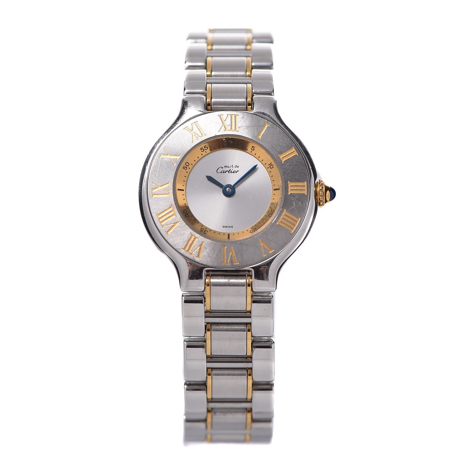 Cartier Stainless Steel 18K Yellow Gold 28mm Must De 21 Quartz Watch 1 of 8
