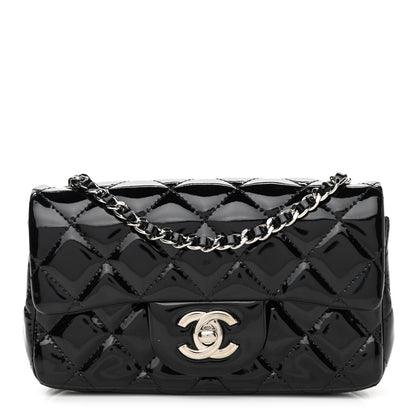 Chanel Patent Calfskin Quilted Extra Mini Rectangular Flap Black 1 of 12