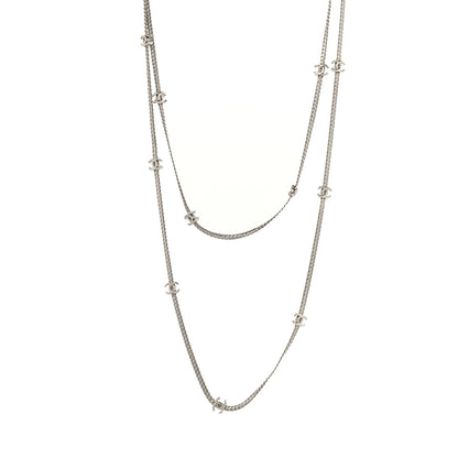 Chanel Metal CC Long Chain Necklace Silver 1 of 4