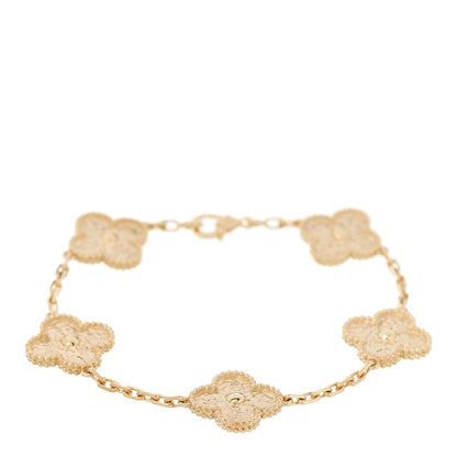 Van Cleef & Arpels 18K Yellow Gold 5 Motifs Vintage Alhambra Bracelet 1 of 4