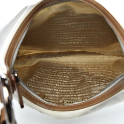 Prada Tessuto Nylon Logo Sacca White Cammello 5 of 12