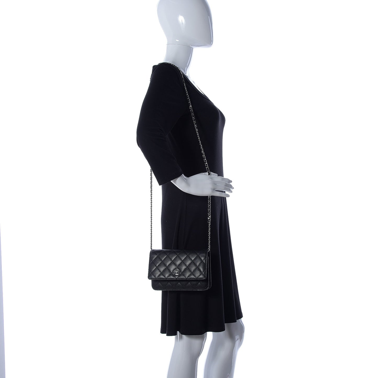 Caviar Quilted Wallet On Chain WOC Black