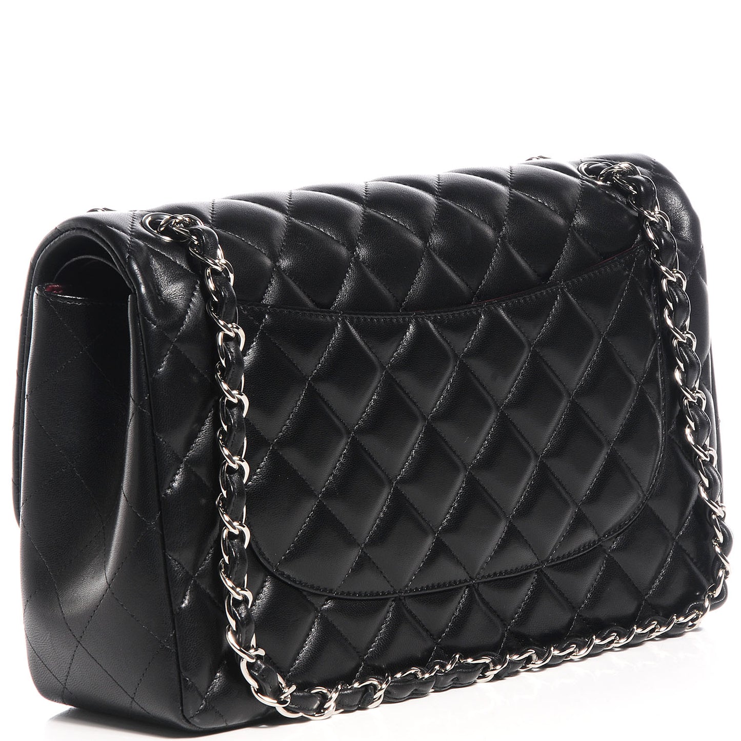 Lambskin Quilted Jumbo Double Flap Black