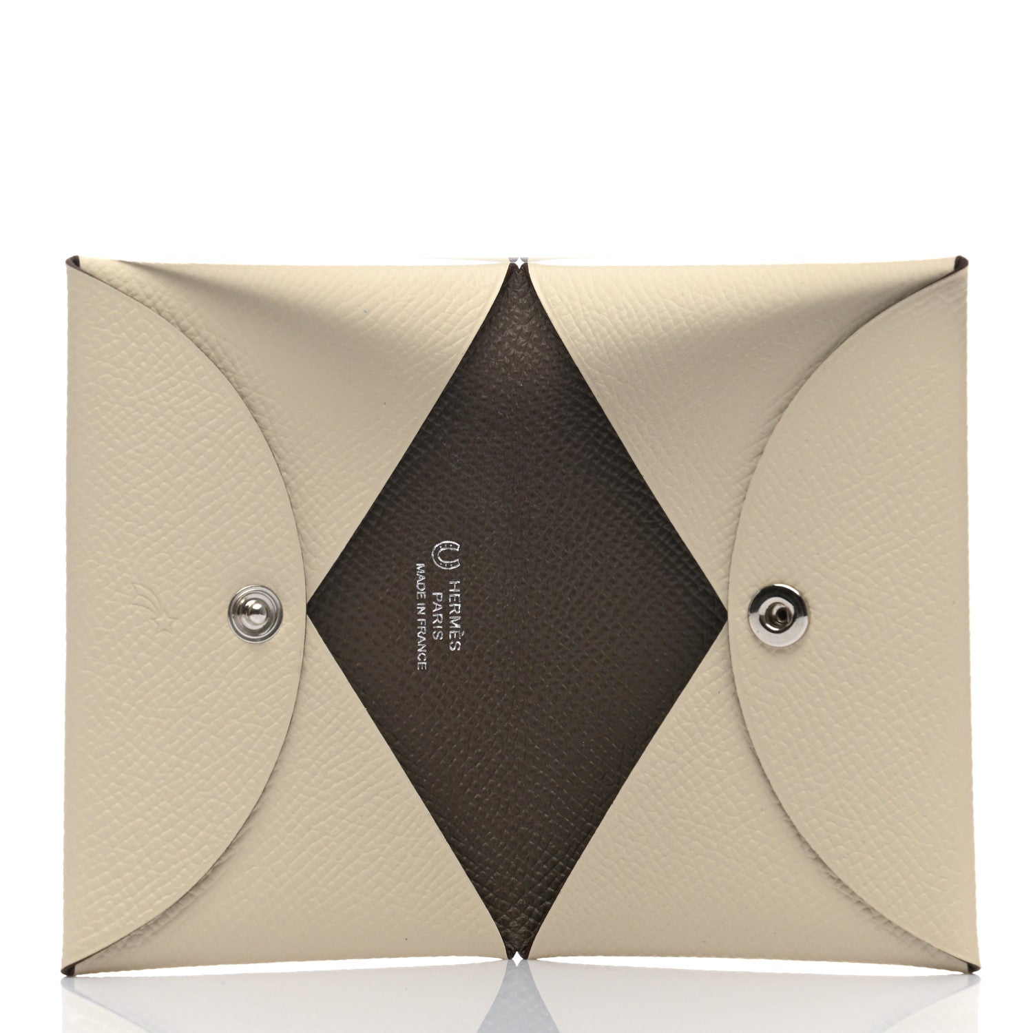 Hermes Epsom Horseshoe Calvi Card Case Craie Etain 5 of 8