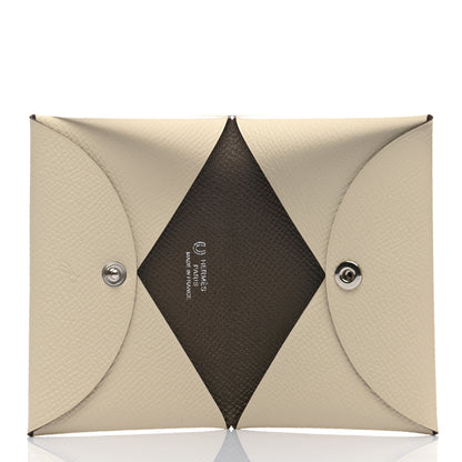 Hermes Epsom Horseshoe Calvi Card Case Craie Etain 5 of 8