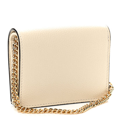 Gucci Grainy Calfskin Zumi Chain Card Case Wallet White 3 of 9