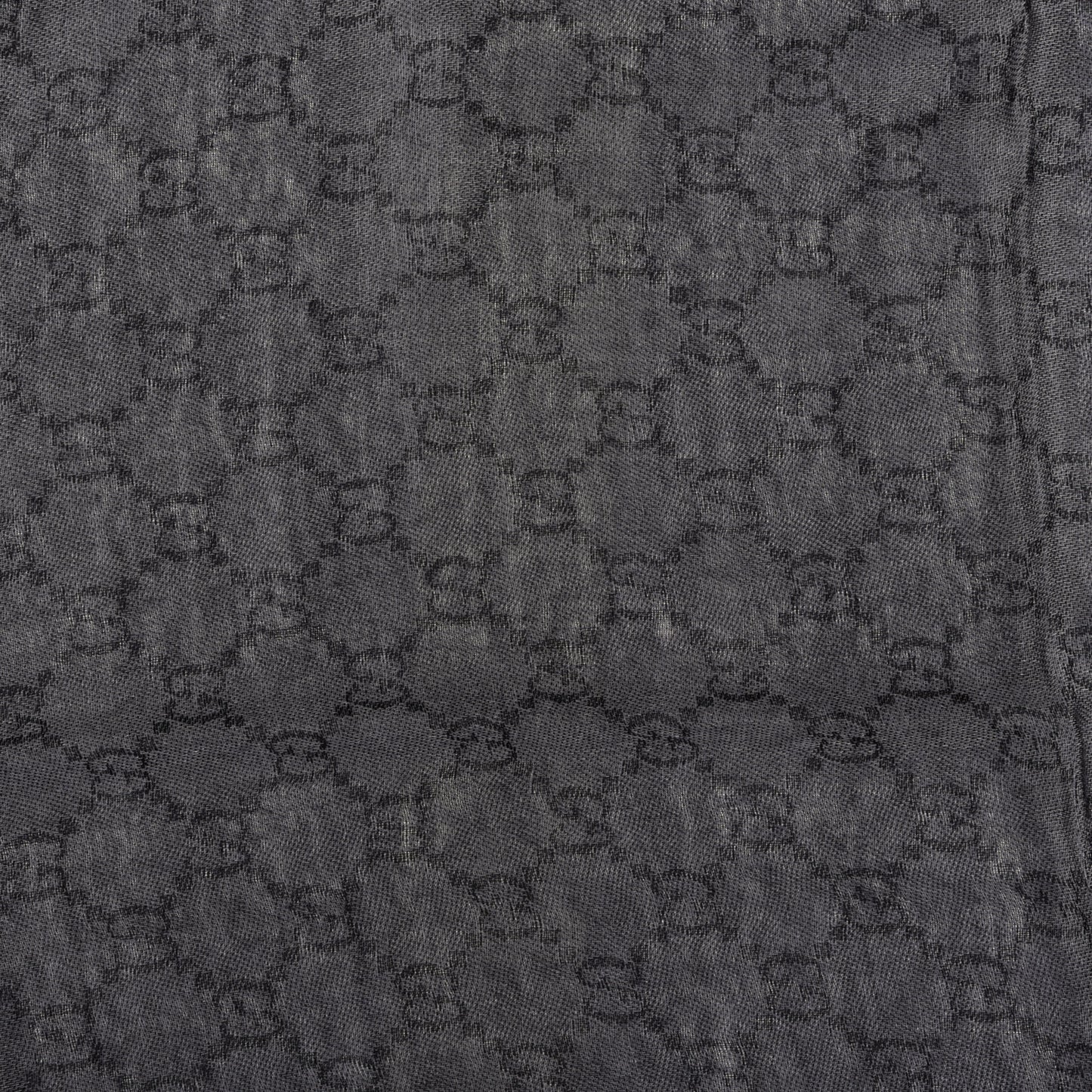 Wool Silk GG Monogram Diamante Plaid Surviee Shawl Graphite Black