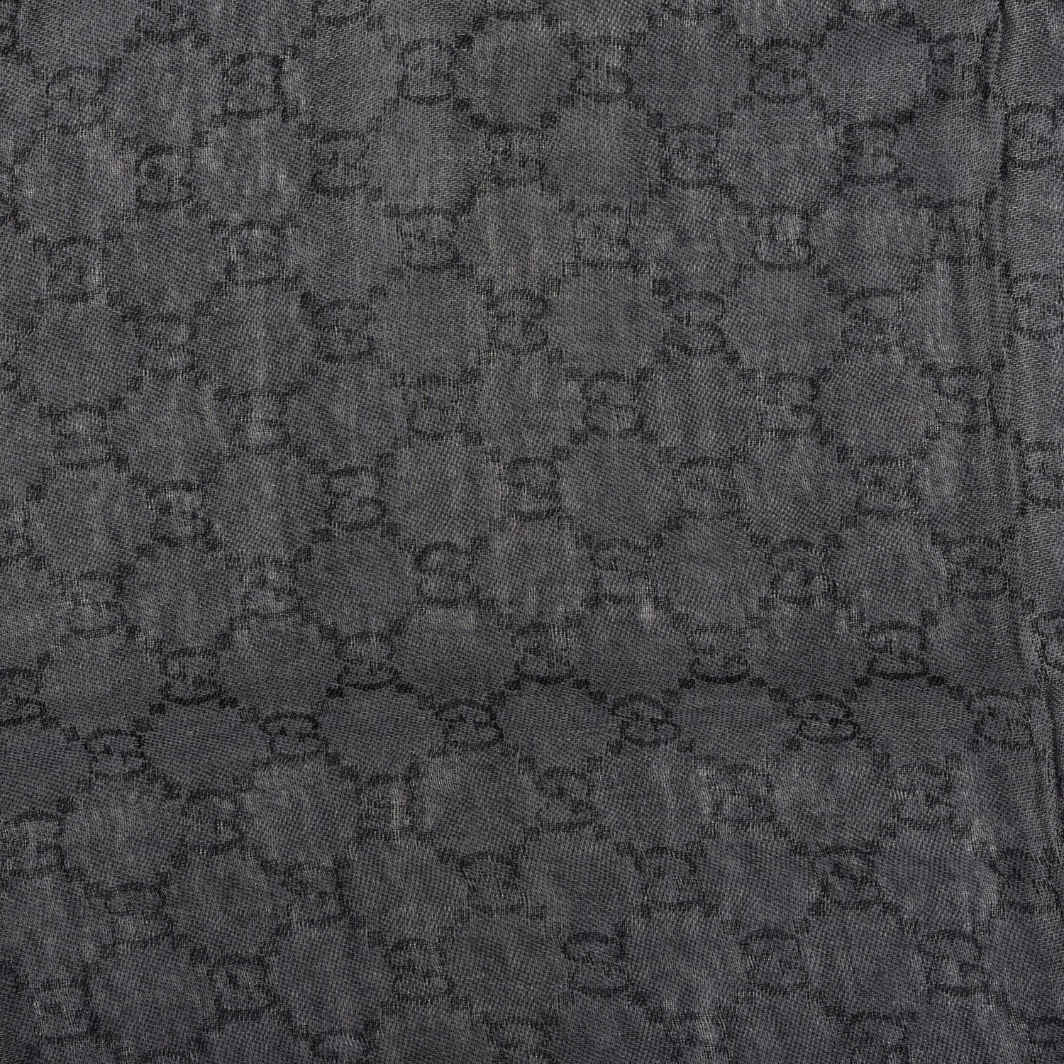 Gucci Wool Silk GG Monogram Diamante Plaid Surviee Shawl Graphite Black 2 of 4