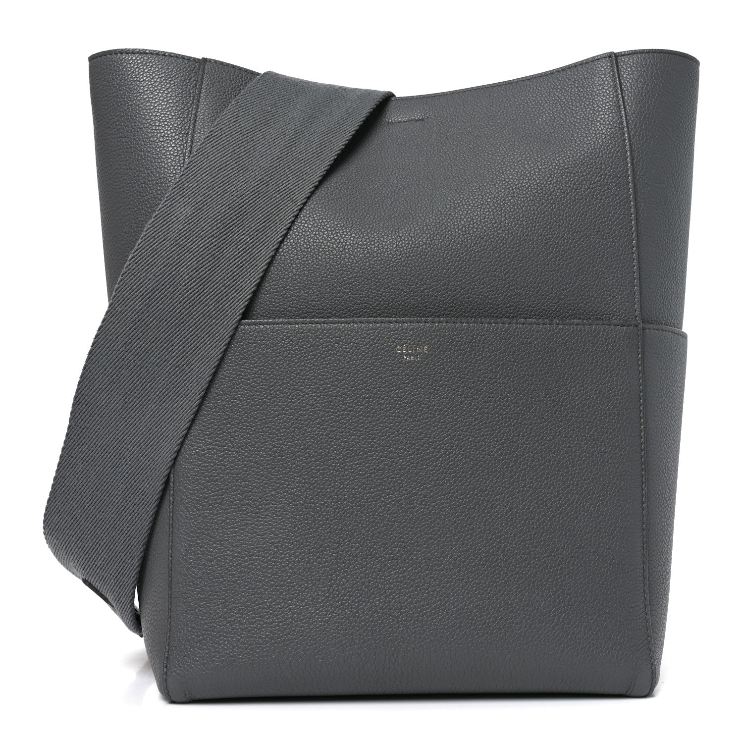 Celine Soft Grained Calfskin Sangle Bucket Bag Grey 1 of 9