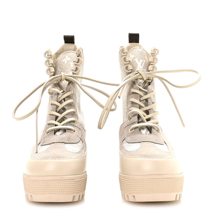 Louis Vuitton Suede Calfskin Laureate Platform Desert Boots 41 Beige 3 of 8