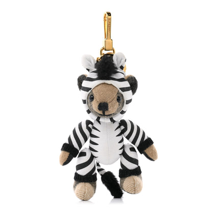 Burberry Cashmere Thomas Zebra Costume Teddy Bear Keychain Charm Black White 1 of 4