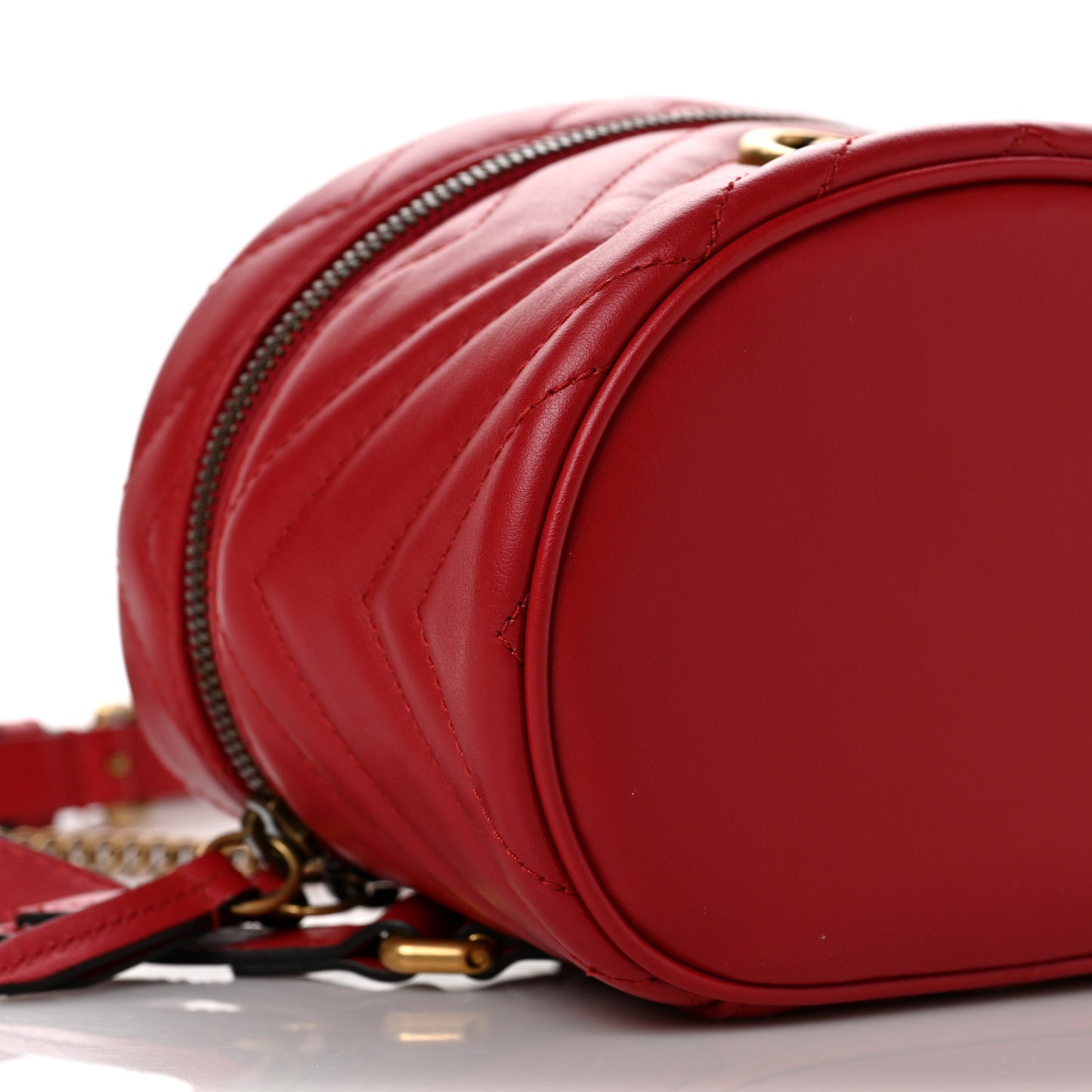 Calfskin Matelasse Mini GG Marmont Round Backpack Hibiscus Red