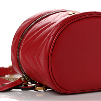 Gucci Calfskin Matelasse Mini GG Marmont Round Backpack Hibiscus Red 8 of 9