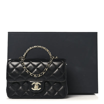 Chanel Lambskin Quilted Mini Crystal Top Handle Rectangular Flap Black 11 of 11
