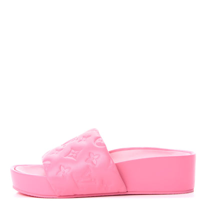 Louis Vuitton Lambskin Embossed Monogram Jumbo Flatform Mule Sandals 36.5 Rose Pop 1 of 11