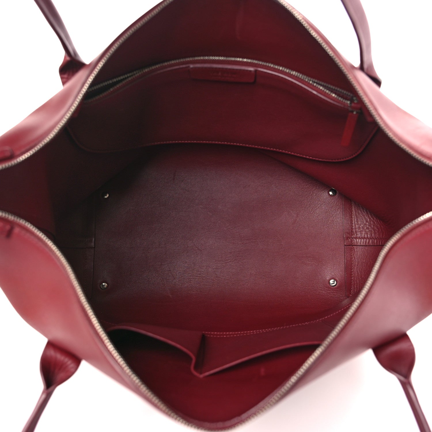 The Row Calfskin Lux Satchel Burgundy 5 of 9